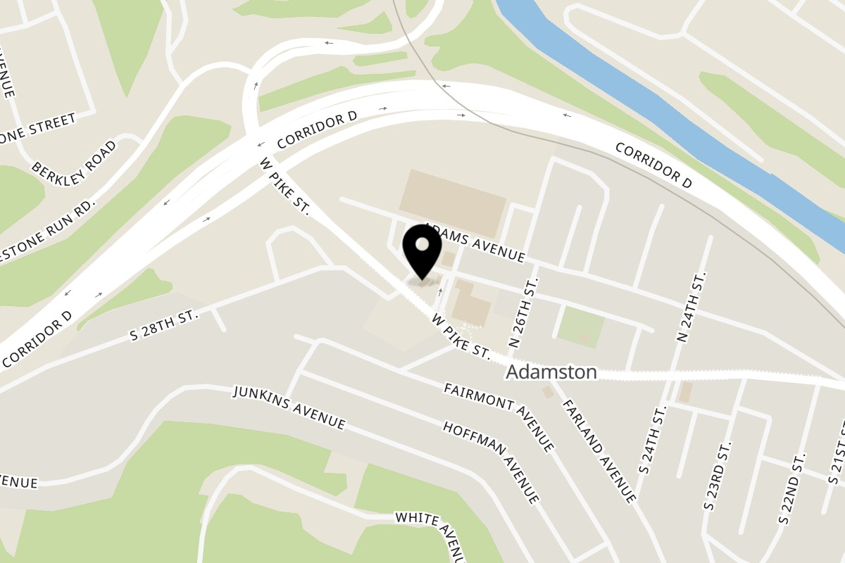 Map showing the location of Clarksburg Pizza Co on 1704 W Pike St in Clarksburg
